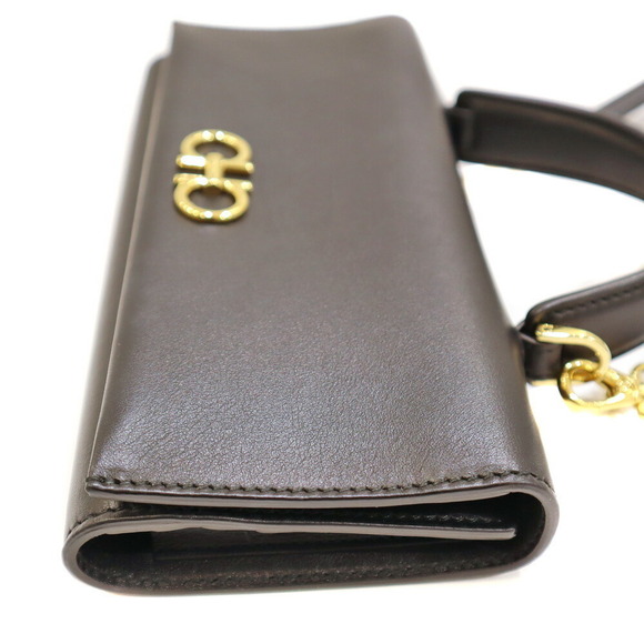 Salvatore Ferragamo Gancini Shoulder Wallet Strap Black Leather - Picture 3 of 8